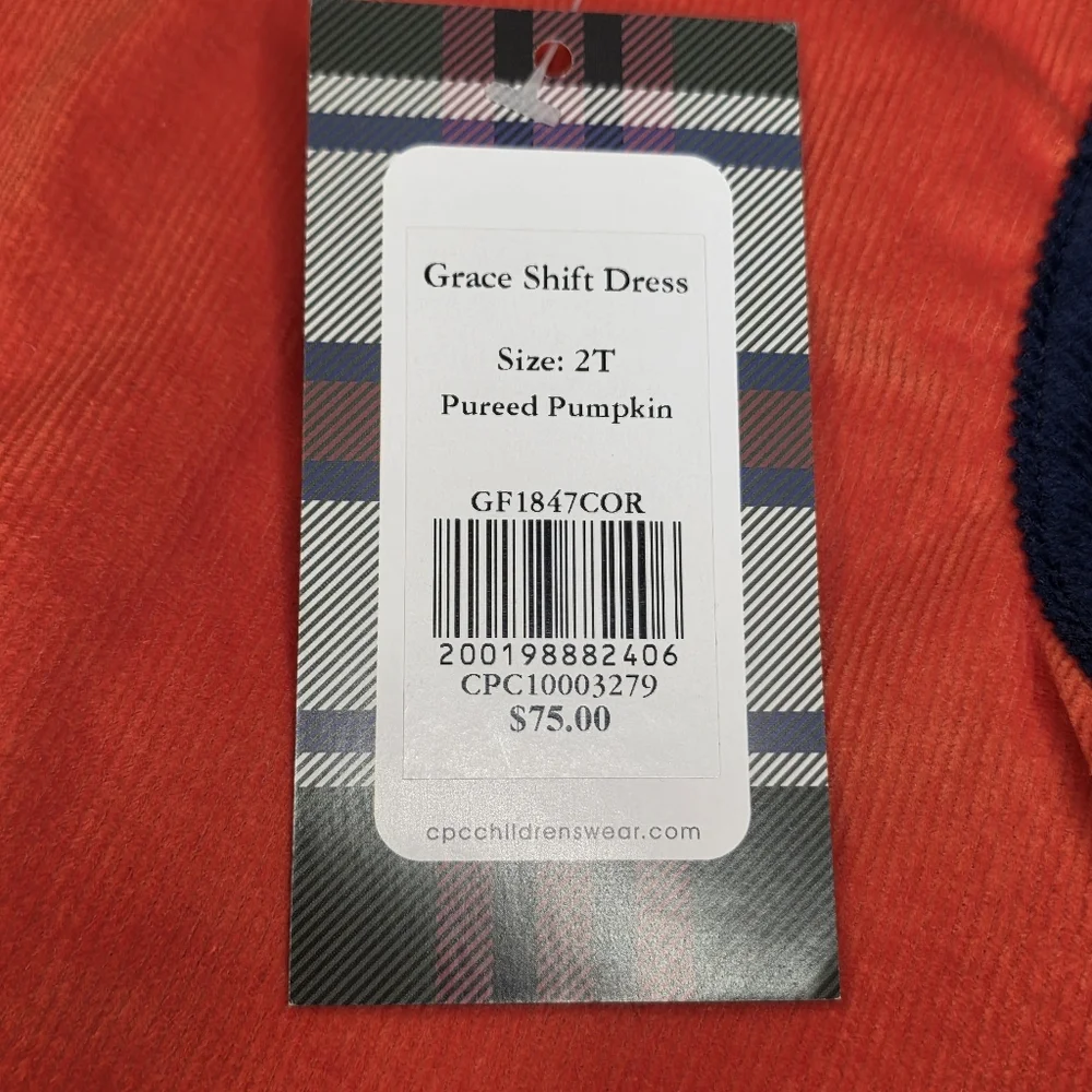 Kids Dress Grace Shift Retro Mod Corduroy Pumpkin Orange & Navy Blue Girls 2T